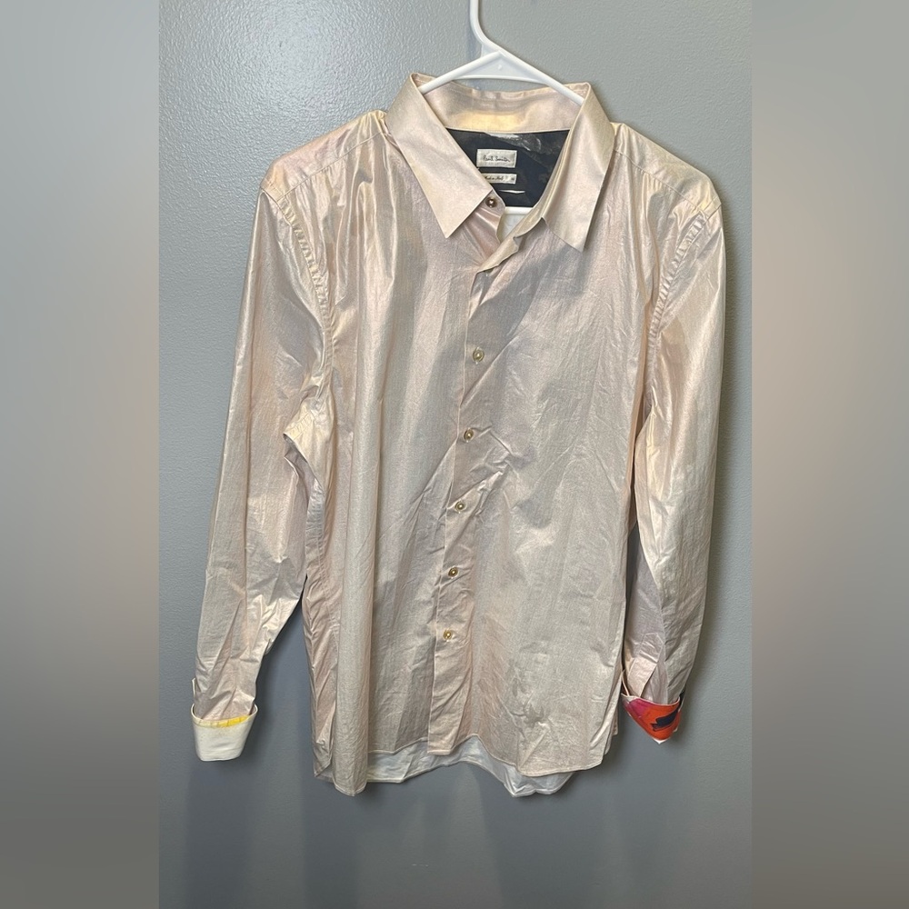 Paul Smith Men's Iridescent Pink‎ Long Sleeve Button Up Shirt Size XL